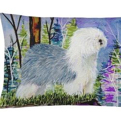 Caroline's Treasures 12 in x 16 in Outdoor Throw Pillow Old English Sheepdog Canvas Fabric Decorative Pillow