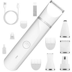 Fresh Fab Finds 4 In 1 Electric Pet Dog Cat Grooming Kit Cordless Rechargeable Pet Hair Trimmer Shaver Set Low Noise Nail Grinder With 4 Guide Combs - White