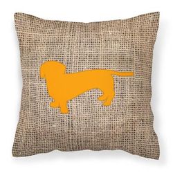 Caroline's Treasures Dachshund Burlap and Orange BB1088 Fabric Decorative Pillow - 18 X 18 IN