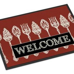 Caroline's Treasures 24 in x 36 in Serving Spoons Welcome Door Mat Indoor/Outdoor