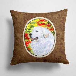 Caroline's Treasures 14 in x 14 in Outdoor Throw PillowGreat Pyrenees Fabric Decorative Pillow - 15 X 15 IN