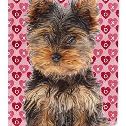 Caroline's Treasures Hearts Love And Valentine's Day Yorkie Puppy / Yorkshire Terrier Garden Flag 2-Sided 2-Ply