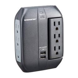 Monster Cable Wall Tap Surge Protector with Swivel Outlets (Black) ME-5001-U