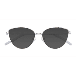 Female s horn Shiny Silver Metal Prescription sunglasses - Eyebuydirect s Tanvi