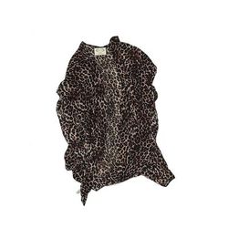 Mia Joy Cardigan Sweater: Brown Animal Print Tops - Kids Girl's Size Small