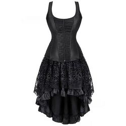 Sexy Retrò Vintage Rococò Corto Mini Vestito Corsetto Overbust Bustino Jacquard Pizzo Senza spalline Costume Per donna Halloween Carnevale Mascherata Balli di fine anno Festa / Sera Adulti Top Gonna