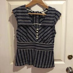 Anthropologie Tops | Anthropologie Purple White Striped Shirt Size 4 | Color: Purple/White | Size: 4