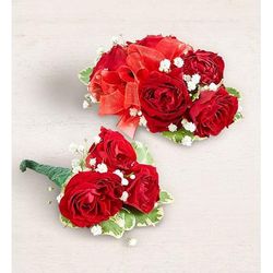 1-800-Flowers Flower Delivery Red Spray Rose Corsage & Boutonniere Small