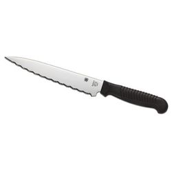 Spyderco Kitchen Utility Knife 6in Serrated Blade Black Handle K04SBK