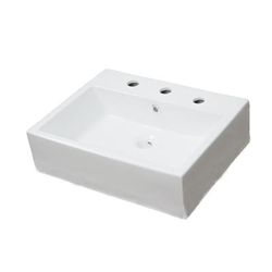21-in. W Wall Mount White Vessel For 3H8-in. Center Drilling - American Imaginations AI-692