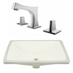 20.75-in. W CSA Rectangle Undermount Sink Set In Biscuit - Chrome Hardware - American Imaginations AI-23070