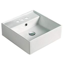 16-in. W Above Counter White Vessel For 3H4-in. Center Drilling - American Imaginations AI-28268