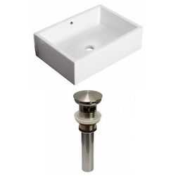 20-in. W Above Counter White Vessel Set For Wall Mount Drilling - American Imaginations AI-31462