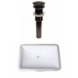 20.75-in. W CUPC Rectangle Undermount Sink Set In White - Oil Rubbed Bronze Hardware - Overflow Drain Incl. - American Imaginations AI-31787