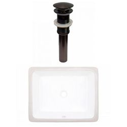 19.5-in. W CUPC Rectangle Undermount Sink Set In White - Oil Rubbed Bronze Hardware - Overflow Drain Incl. - American Imaginations AI-31793