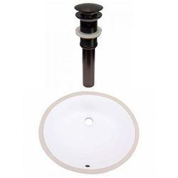 18.125-in. W CUPC Oval Undermount Sink Set In White - Oil Rubbed Bronze Hardware - Overflow Drain Incl. - American Imaginations AI-31799