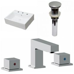 21-in. W Wall Mount White Vessel Set For 3H8-in. Center Faucet - American Imaginations AI-33978