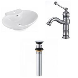 22.75-in. W Wall Mount White Vessel Set For 1 Hole Center Faucet - American Imaginations AI-33995