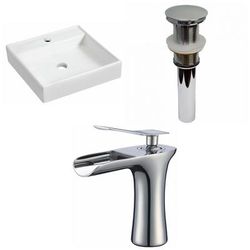 17.5-in. W Wall Mount White Vessel Set For 1 Hole Center Faucet - American Imaginations AI-34000