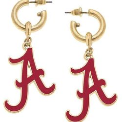 Canvas Style Alabama Crimson Tide Enamel Drop Hoop Earrings - Red