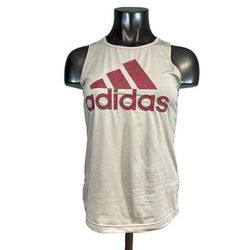 Adidas Tops | Adidas Women's Tank Top Mesh Back Cream Tan Sleeveless Racerback Size Xs | Color: Cream/Tan | Size: Xs