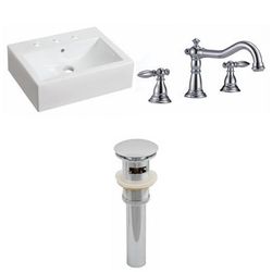 20.25-in. W Above Counter White Vessel Set For 3H8-in. Center Faucet - American Imaginations AI-26075