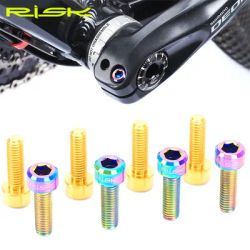 RISK 2pcs M6x18 Mountain Road Bike Bicycle Chainwheel Crank Arm Fixing Bolts Disc Brake Caliper Fixed Screws Titanium