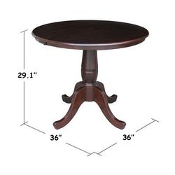 "36" Round Top Pedestal Table - 29.1"H - Whitewood K15-36RT"