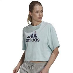Adidas Tops | Euc Adidas Womens Cropped Top - Size Large | Color: Blue/Green | Size: L