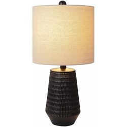 Berehomet 21"H x 10"W x 10"D Rustic Black/Beige/White/Metallic - Brass Table Lamp - Boutique Rugs