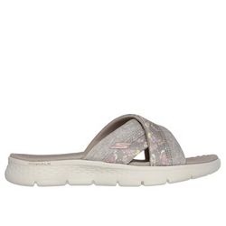 Skechers Women's GO WALK Flex Sandal - Butterfly Bliss Sandals | Size 10.0 | Taupe | Textile | Vegan | Machine Washable