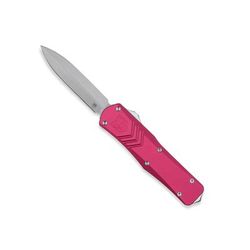CobraTec Knives FS-X Medium Gen II OTF Automatic Folding Knife 3in Stonewashed D2 Steel Blade Dagger Non-Serrated Blade Red Handle MREDFS-XGEN2DAGNS