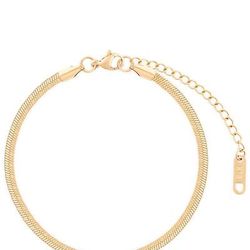 Simply Rhona Elegant Herringbone Chain Bracelet In 18K Gold Plated Stainless Steel - Gold