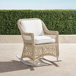 Hampton Rocking Chair in Ivory Wicker - Quick Dry, Air Blue - Frontgate