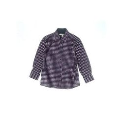 Isaac Mizrahi New York Long Sleeve Button Down Shirt: Purple Houndstooth Tops - Kids Boy's Size 6