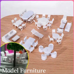 1/25 1/50 1/75 1/100 Bilancia Mobili per Layout di Costruzione di Modello Casa Delle Bambole Tavolo Sedia Accessori In Miniatura Modello di Plastica Mestiere