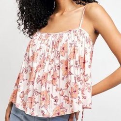 Free People Tops | Free People Intimately Hot Take Orange Floral Camisole Tank Top | Xs Nwt | Color: Orange/White | Size: Xs