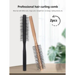 1 wooden handle curling brush nylon circular hair comb curling brush professional salon styling tool Special for real hair wigs