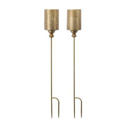 Punched Metal Candle Holder Garden Stake (Set Of 4) by Melrose in Gold