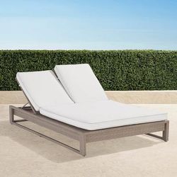 Palermo Double Chaise Lounge in Dove Wicker - Quick Dry, Sailcloth Indigo - Frontgate