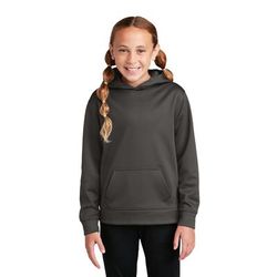 Sport-Tek YST244 Youth Sport-Wick Fleece Hooded Pullover T-Shirt in Iron Grey size Small | Polyester
