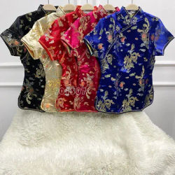 Nouveau Jacquard fleur Tang vêtements femmes mode Qipao haut Vintage amélioré Cheongsams Satin chemise hauts boutonné porter grande taille