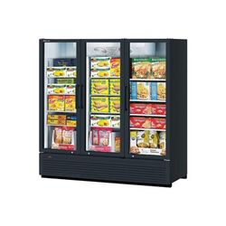 Turbo Air TGF-72SDHB-N Super Deluxe 78â€ 3 Section Display Freezer w/ Swing Doors â€“ Bottom Mount Compressor, Black, 115v