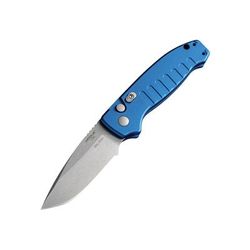 Hogue Ballista I Automatic Folding Knife 3.5in 154CM Stainless Steel Drop Point Blade Tumbled Finish Matte Blue Aluminum Handle 64133