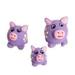 Purple Pig Family,'Set of 3 Purple Pig Ceramic Figurines Handmade in Guatemala'