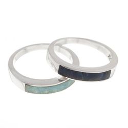 Dual Enchantment,'Sodalite and Amazonite Band Rings from Peru (Pair)'