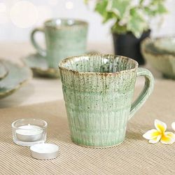 Green Trend,'Handcrafted Speckled Green Celadon Ceramic Mug'