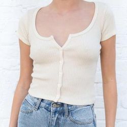 Brandy Melville Tops | Cream Button Up Brandy Melville Top | Color: Cream | Size: One Size