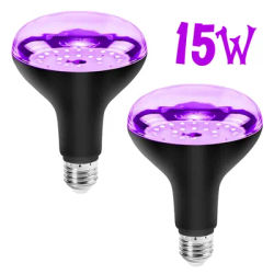 Confezione da 2 lampadine nere da 15W E26/E27 per Glow in The Dark 395nm luce di inondazione per