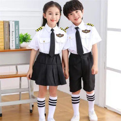 Bambini Halloween Party Aircraft Pilot Uniforms Kids Performance Profession Class Wear Flight attent